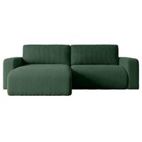 ECKSOFA mit Schlaffunktion und Bettkasten KLEEA-L - 247x143x83 cm Grün Cord - Schwarz/Grün, Holzwerkstoff/Kunststoff (247/143cm) - ALTDECOR