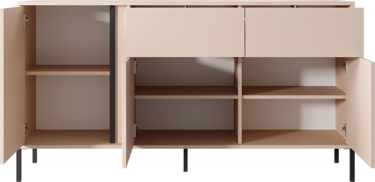 SIDEBOARD Donna in Beige mit LED 153/81/40 cm - Beige/Schwarz, Holzwerkstoff/Metall (153.1/81.4/39.5cm) - WFL GROUP