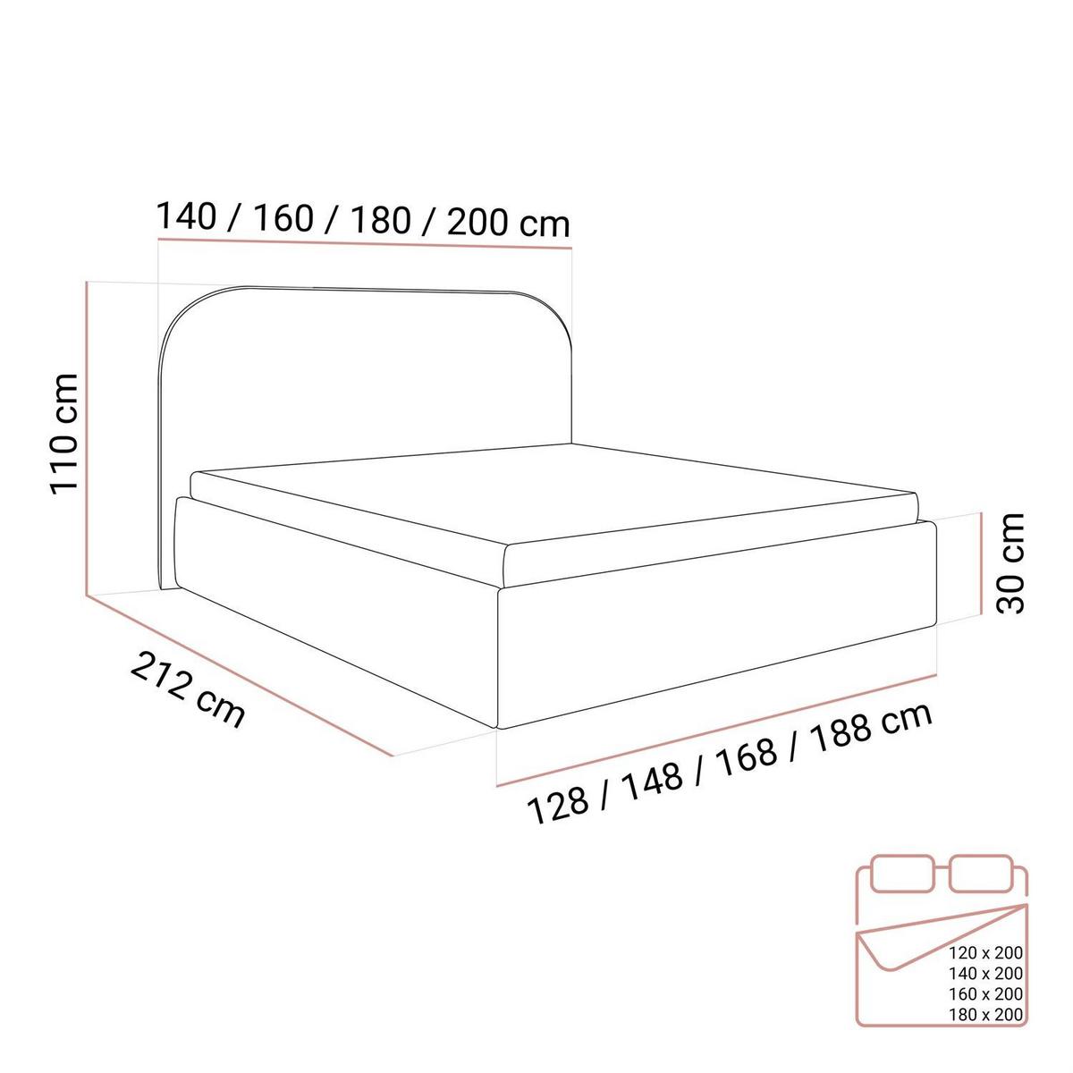 POLSTERBETT OLIMPIA mit Bettkasten 120x200, Castel 39 - Sandfarben, Textil (120/200cm) - Lookway