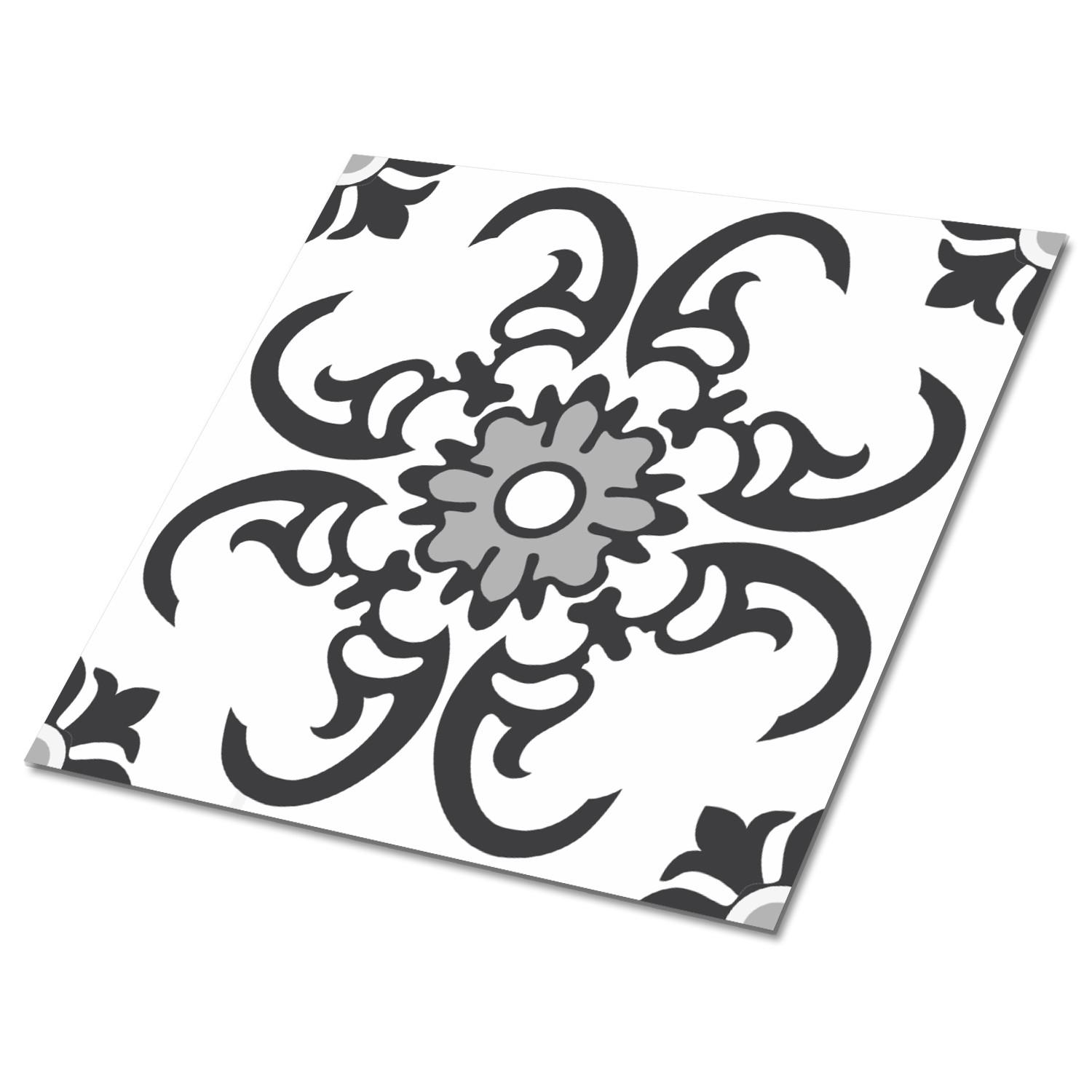 FLIESENAUFKLEBER 9 Stück 30x30 cm selbstklebend Arabisches Ornament - Grau, Textil (30/1.6/30cm) - TULUP