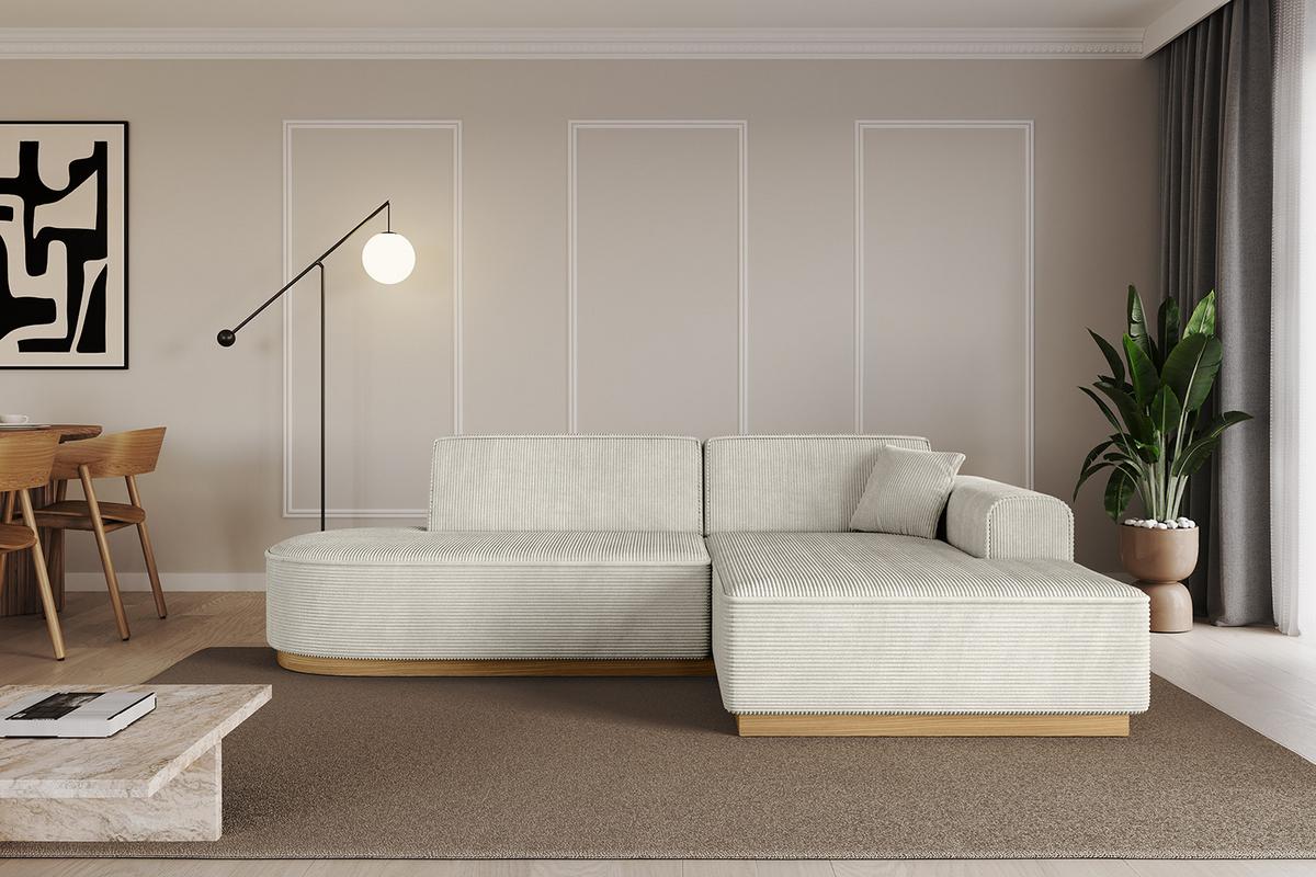 ECKSOFA Ottomane Rechts IREA-L1-v2 - 232x165x80 cm Creme - Ecru/Creme, Holzwerkstoff/Textil (232/165cm) - ALTDECOR