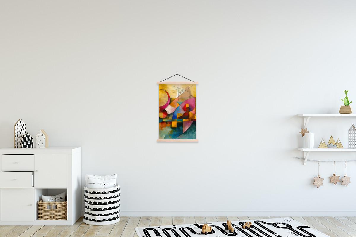 POSTER MIT MAGNETLEISTEN Kunst - Abstrakt - Modern Deko Wohnzimmer 40x60 cm - Gelb, Textil (40/60/0.15cm) - MuchoWow