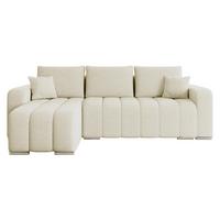 ECKSOFA Pufetto Boucle - Silberfarben/Creme, Holz/Textil (244/147cm) - MIRJAN24