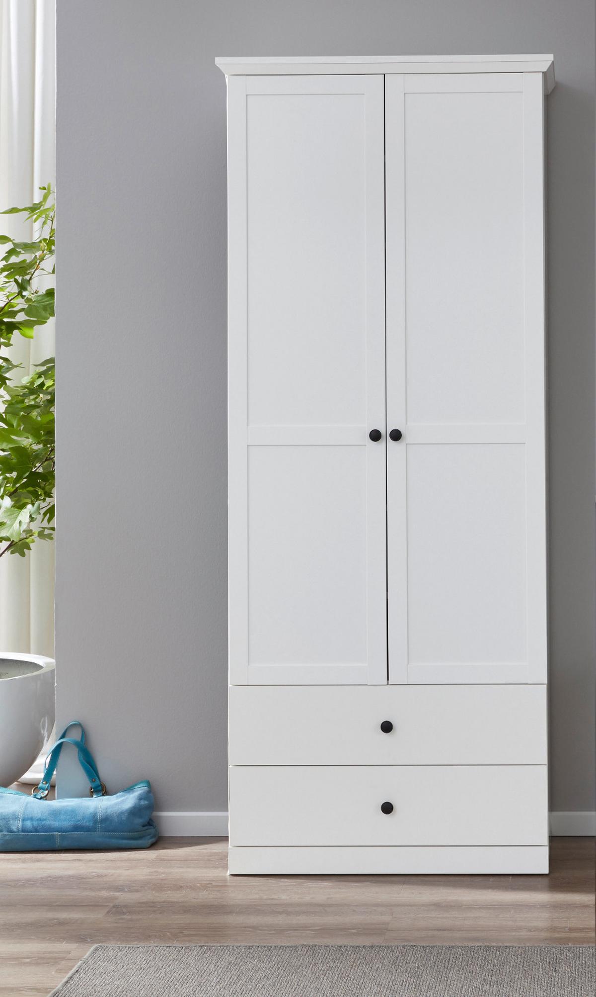 GARDEROBENSCHRANK weiß 81 x 196 cm, Flurgarderobe mit Kleiderstange - Silberfarben/Weiß, Holzwerkstoff/Metall (81/196/41cm) - Top.Furn