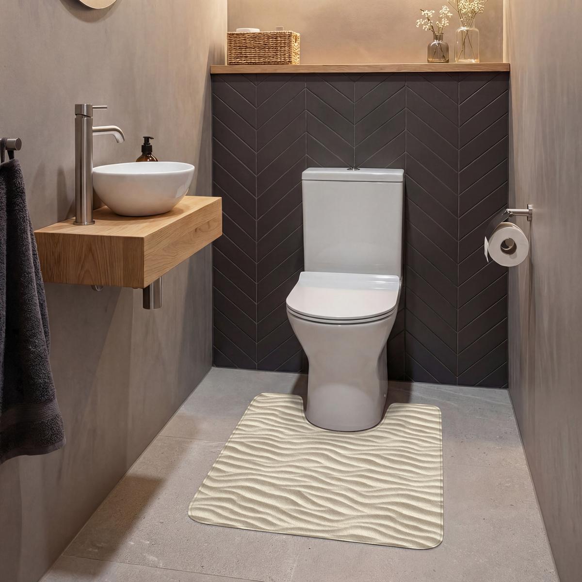 WC-VORLEGER Sand - Wellen - Beige Toilettenvorleger 55x60 cm - Beige, Textil (55/1cm) - OnlyWow
