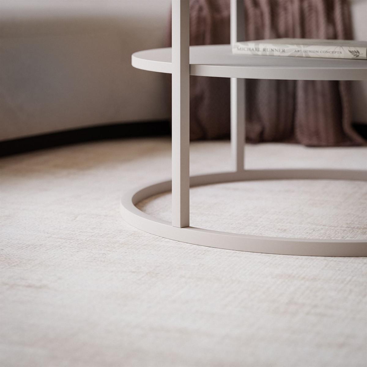 COUCHTISCH CIRI GLAS KASCHMIR mit Regal - Beige, Glas (60/60/42cm) - Lookway