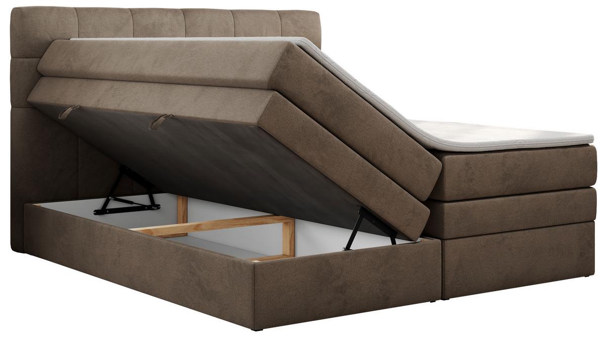 BOXSPRINGBETT LUKA KING 180/200 Braun Velvet - H3 - Braun, Holz/Textil (180/200cm) - MKS