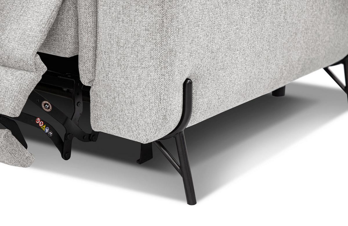 SOFA AVENA 3-Sitzer mit 1 Relaxfunktion, hellgrau - Hellgrau, Holzwerkstoff/Textil (204/80/108cm) - Wozimo
