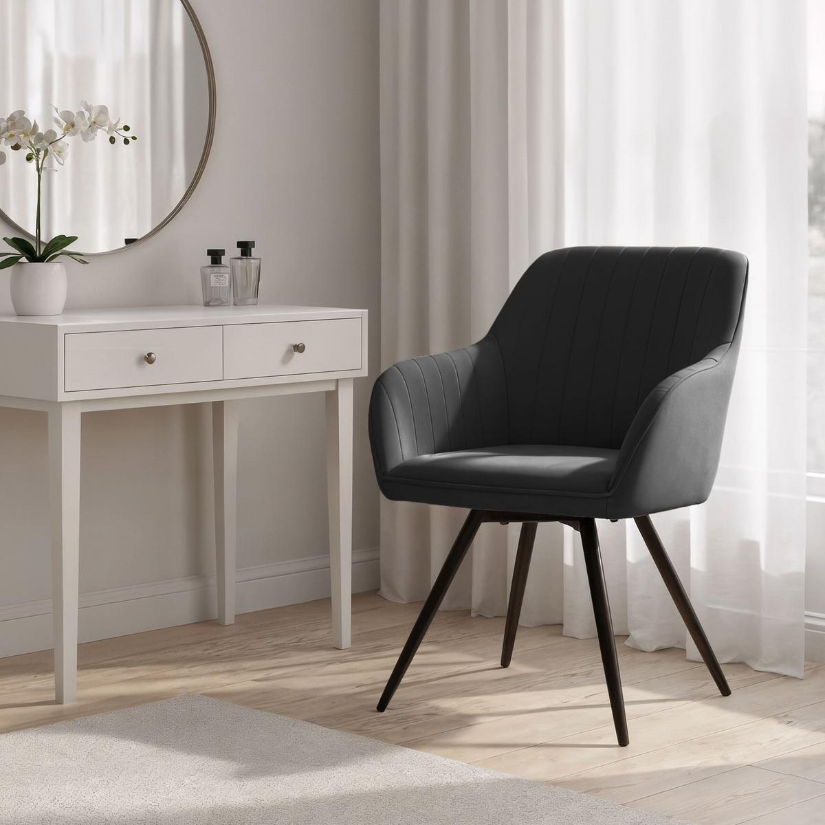 DREHSTUHL 4er-SET Schwarz 55/83/58 - Schwarz, Textil (55/83/58cm) - RAUMHIRSCH FURNITURE
