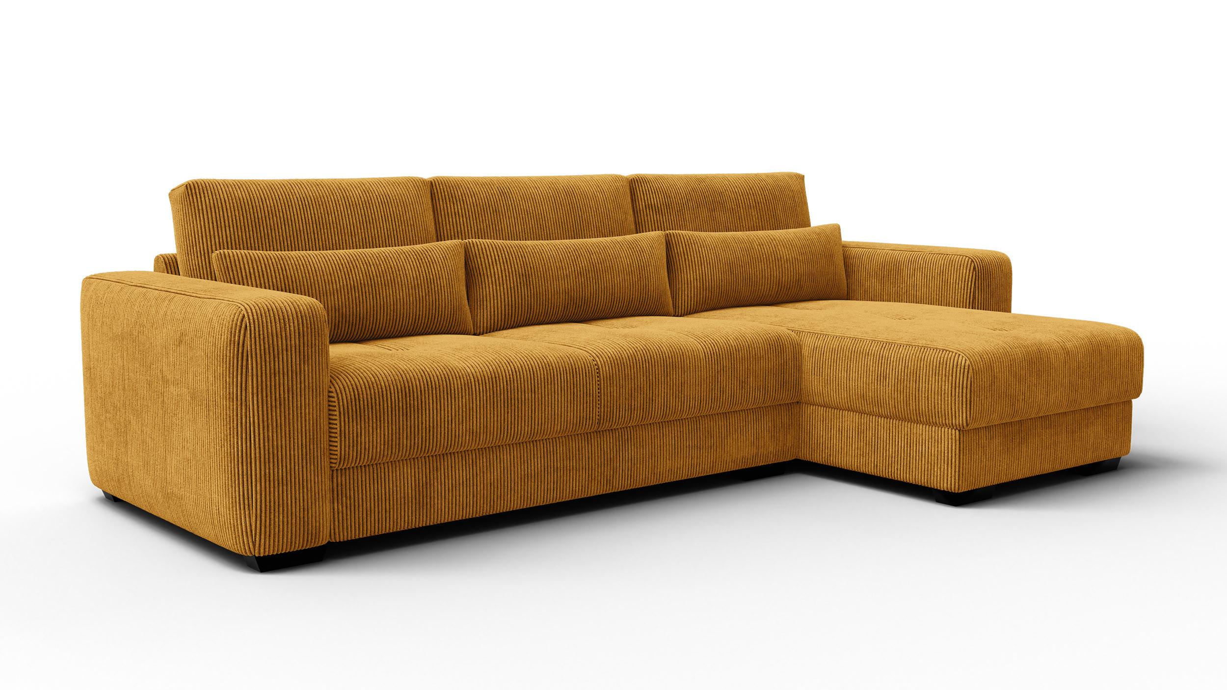 ECKSOFA OLI 4-Sitzer rechts, safran - Gelb, Holz/Textil (295/172cm) - Wozimo
