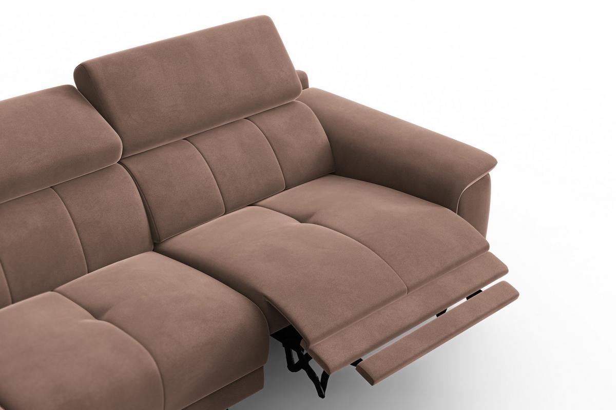 ECKSOFA FIERO 4-Sitzer LINKS, Brauner Veloursstoff - Schwarz/Braun, Holz/Textil (288/170cm) - Courtois Laville