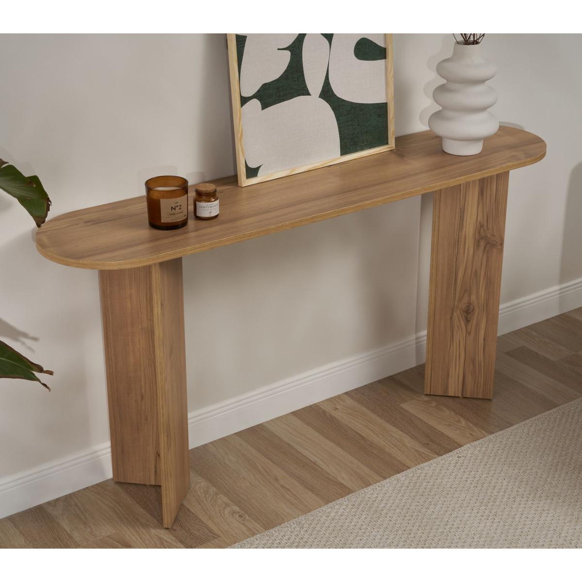 KONSOLE mit zwei Beinen SIRA 150/35/75 cm - Eichefarben, Holzwerkstoff (46/35/75cm) - Calicosy