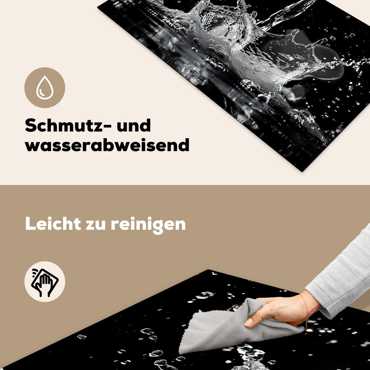HERDABDECKPLATTE Wasser - Spritzwasser - Schwarz Induktionsschutz 91.6x52.7 cm - Schwarz, Kunststoff (91.6/52.7/0.2cm) - MuchoWow