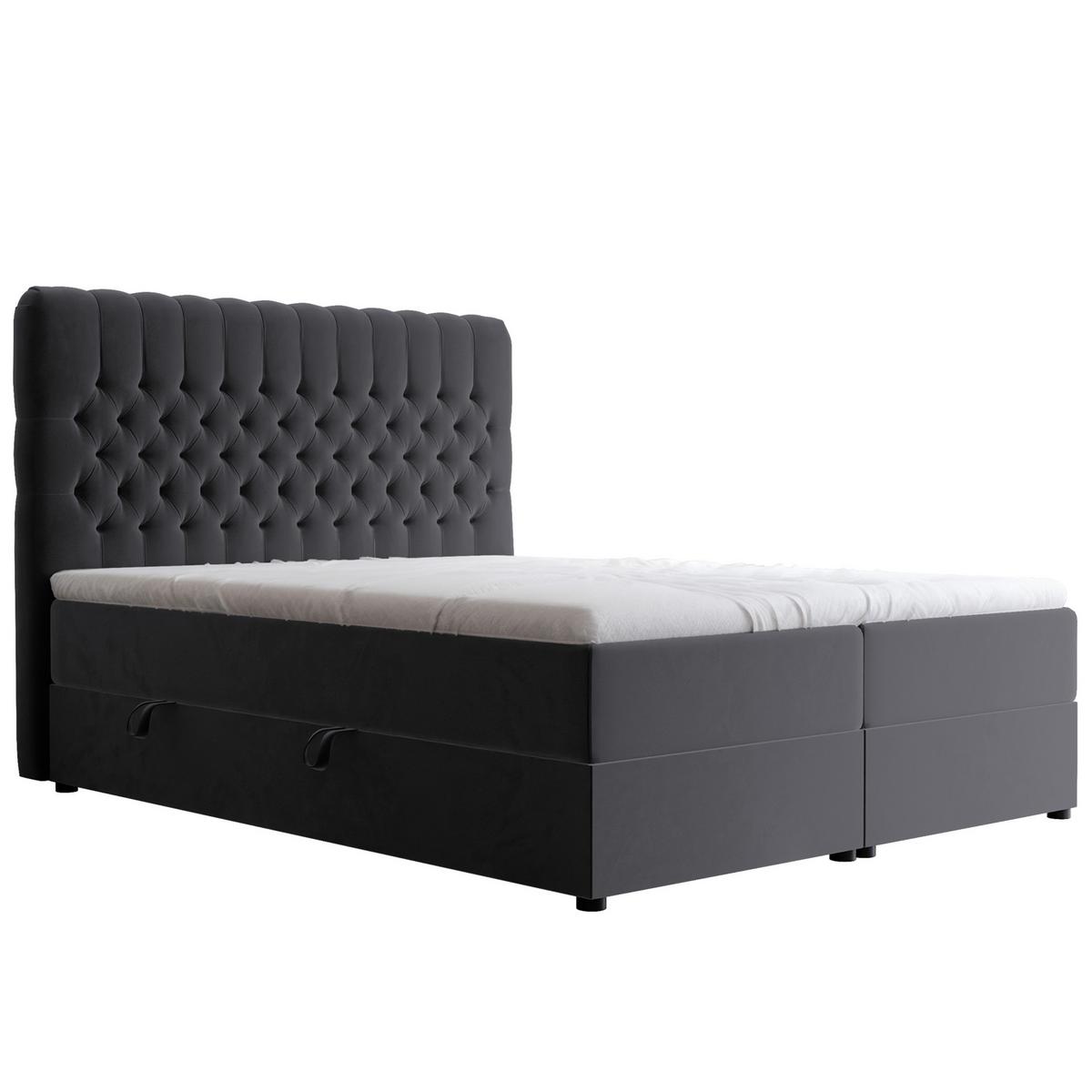 BOXBETT 140x200 cm mit Topper - Anthrazit, Holzwerkstoff/Textil (140/200cm) - Idohome