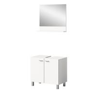 BADMÖBEL-SET weiß 2-teilig 57 cm, Kombination hängend oder stehend - Weiß, Glas/Holzwerkstoff (57/186/33cm) - Inn.Furn
