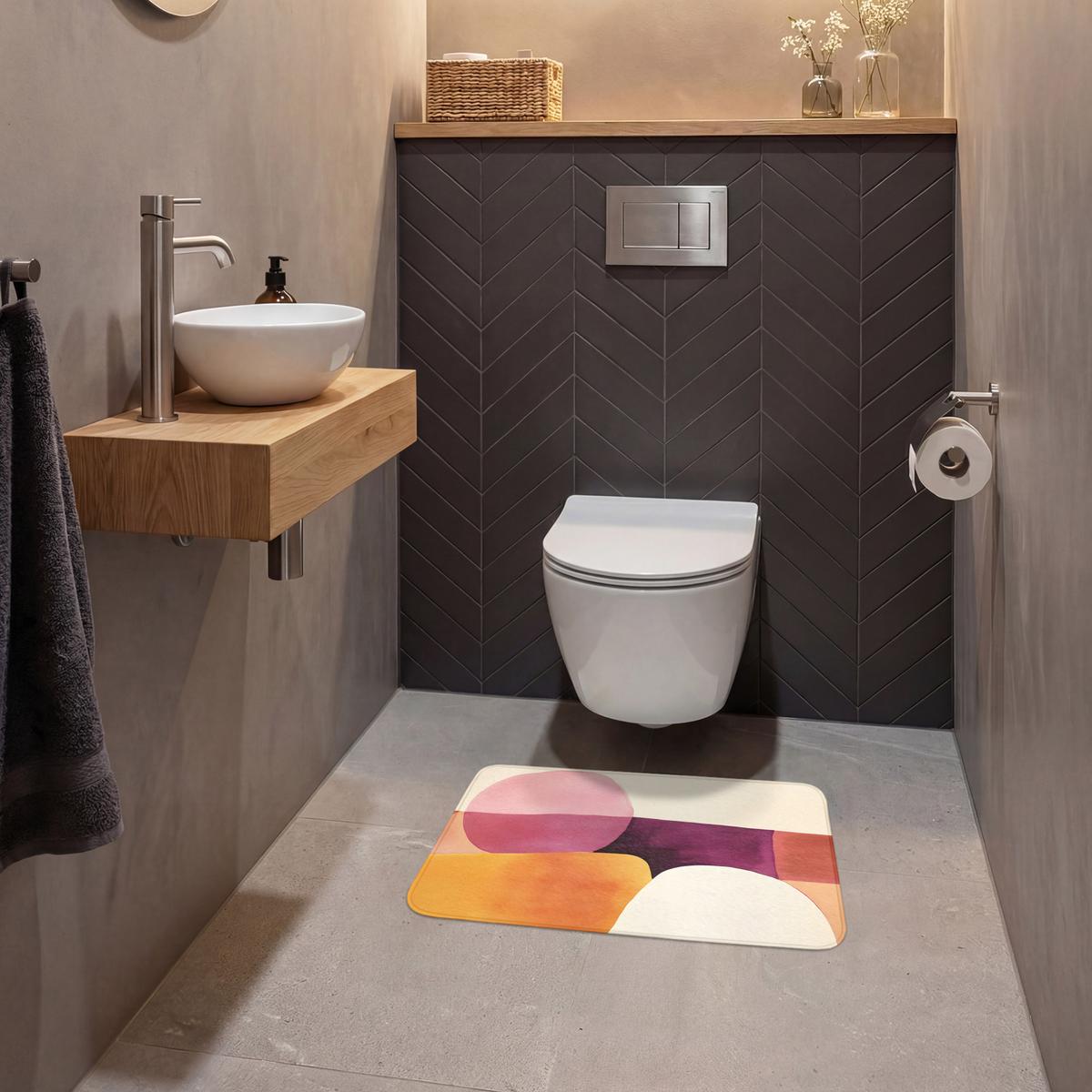 WC-VORLEGER Formen - Abstrakt - Farbenfroh Toilettenvorleger 60x40 cm - Terracotta, Textil (60/1cm) - OnlyWow