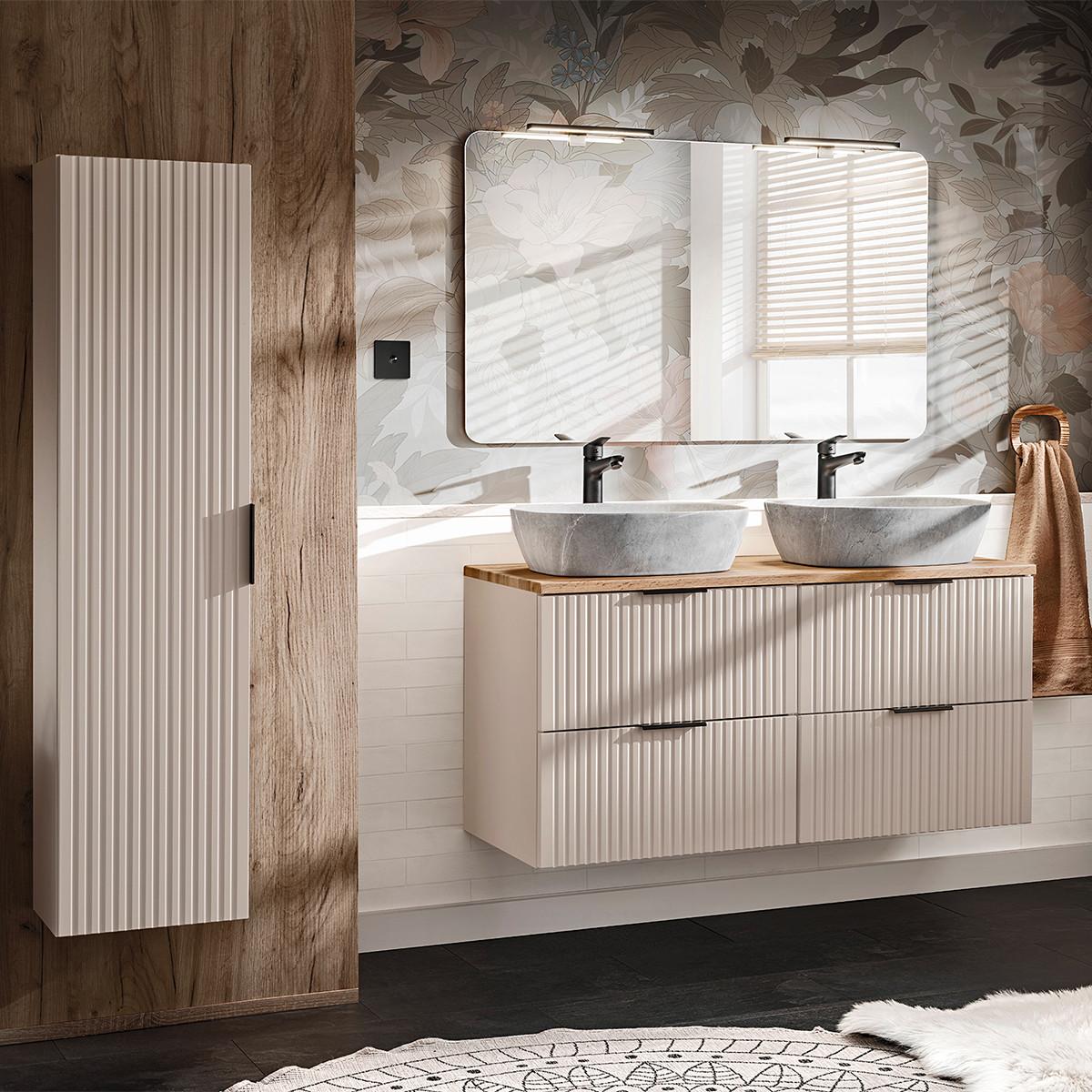 DOPPELWASCHTISCH 120.8cm Adriel Beige - Beige, Holzwerkstoff (120.8/59/46cm) - Petits-meubles