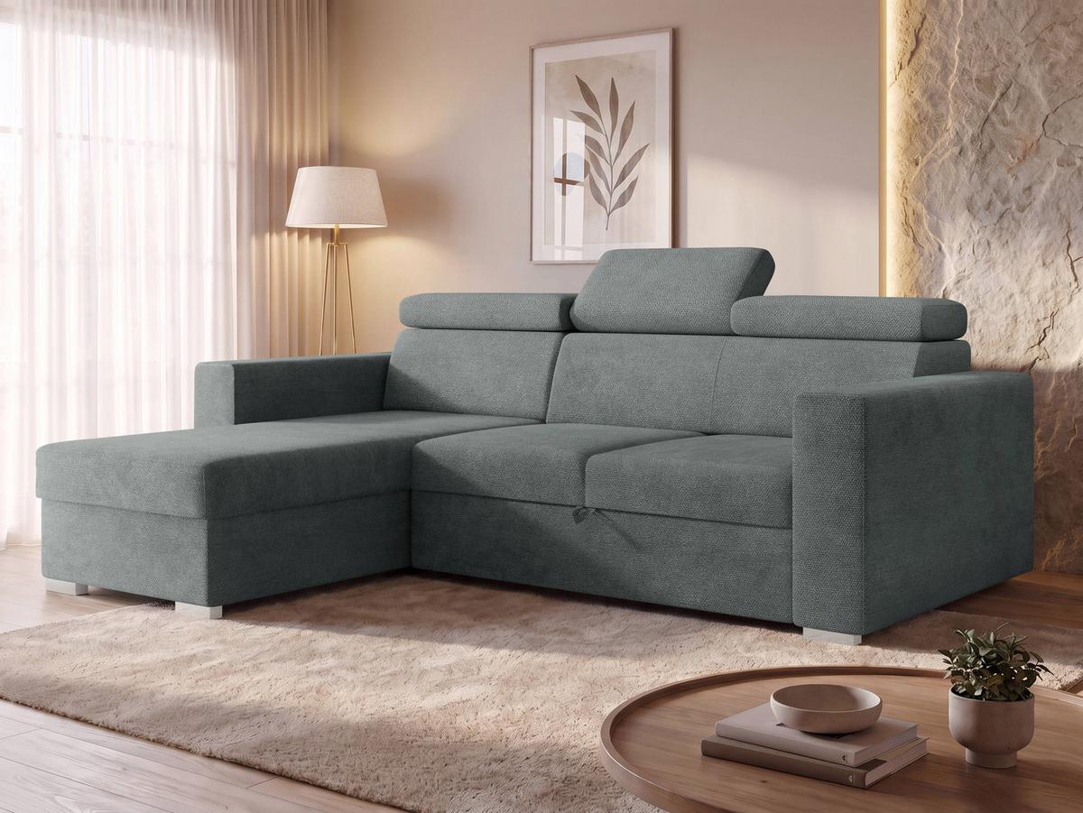 ECKSCHLAFSOFA Pedro 2rLC - Silberfarben/Grau, Holz/Kunststoff (235/170cm) - MIRJAN24