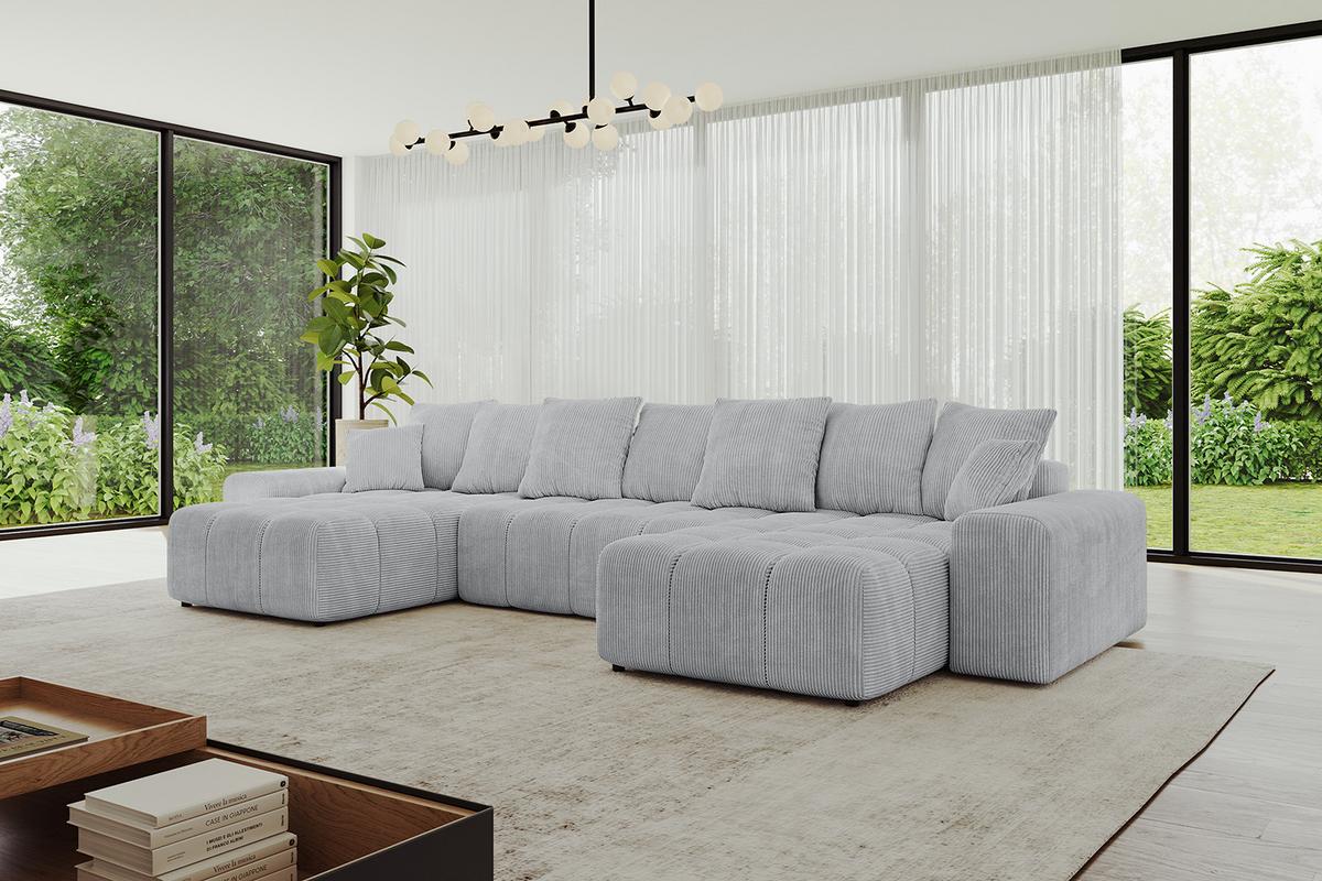 WOHNLANDSCHAFT ENIL-U 401x189x68 Grau Cord - Grau, Holzwerkstoff/Kunststoff (401/68/189cm) - ALTDECOR