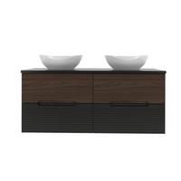 DOPPELWASCHTISCH 120.6cm Sylla Schwarz und Holz - Schwarz, Holzwerkstoff (120.6/52.2/45.8cm) - Petits-meubles