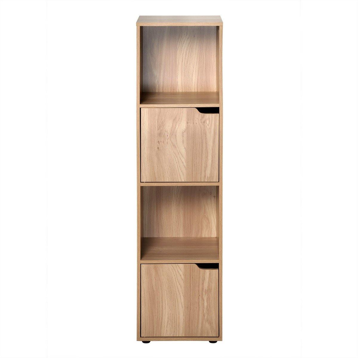 REGAL mit 4 Fächern - 31/29/120 cm - Eichefarben, Holzwerkstoff (29/120/30.7cm) - Calicosy