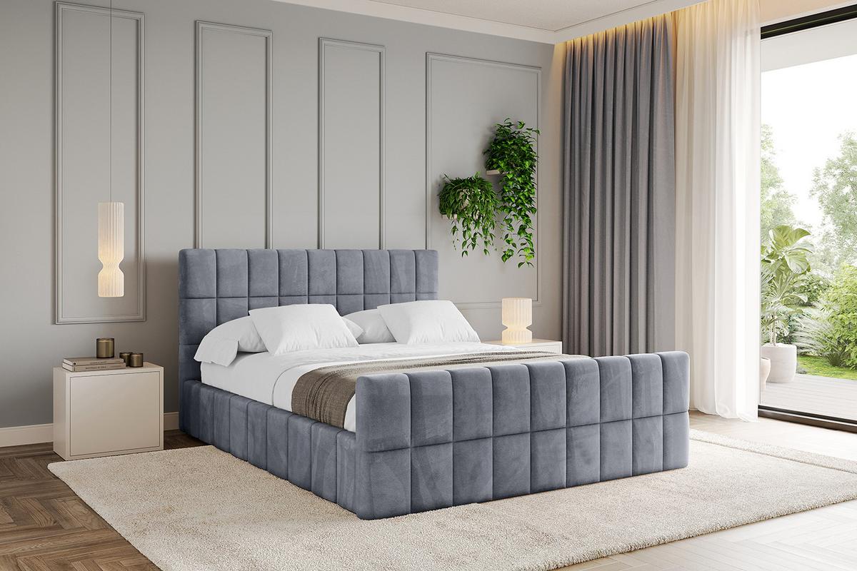 POLSTERBETT mit Bettkasten, Fußteil und Lattenrost, Boxbett mit Matratze H3/H4 - AMEA-Z 180x200 Grau - Grau, Holzwerkstoff/Textil (180/200cm) - ALTDECOR