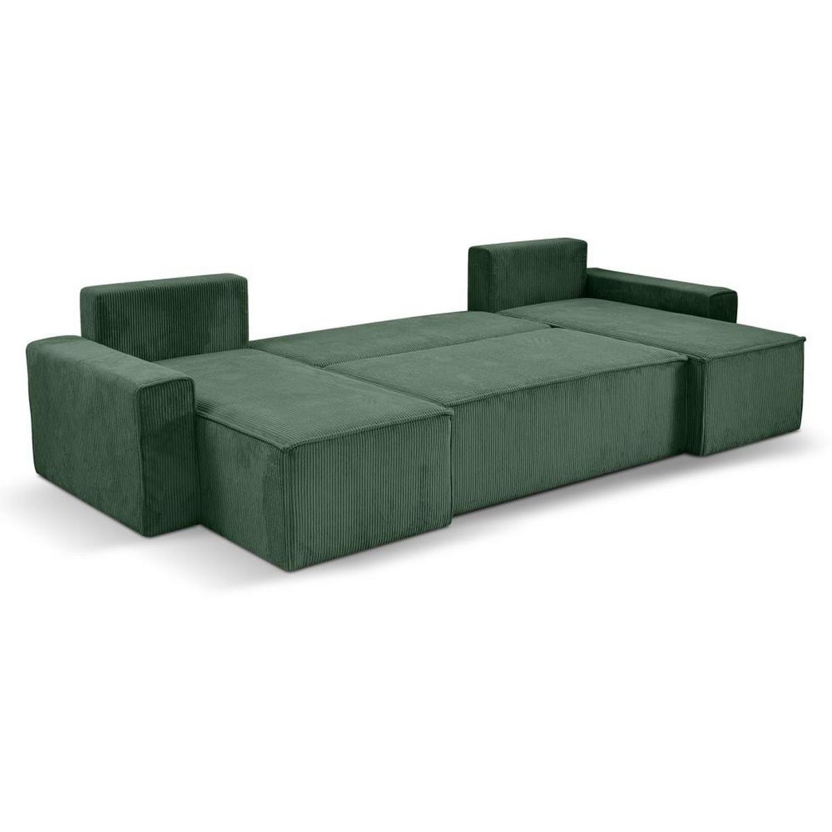 WOHNLANDSCHAFT Hektor U mit Schlaffunktion, 318 cm, grün - Schwarz/Grün, Kunststoff/Textil (318/94/152cm) - Beautysofa