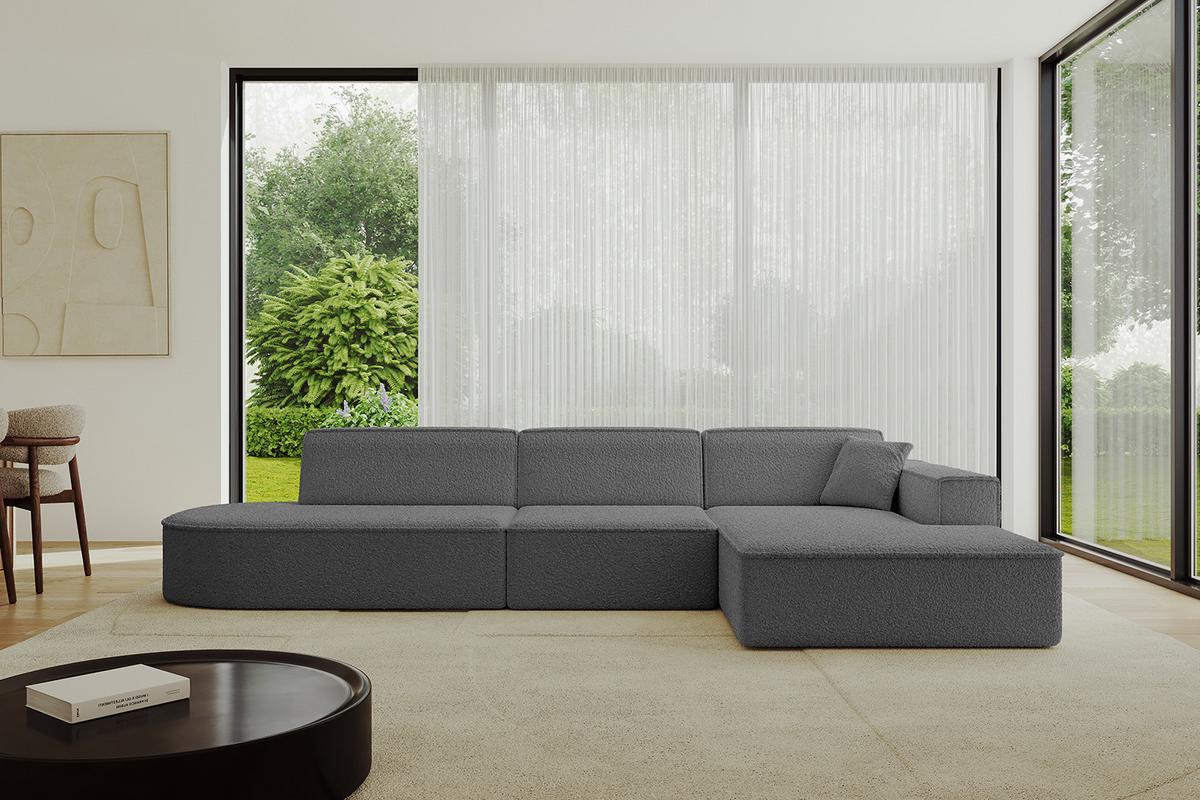 ECKSOFA Ottomane Rechts IREA-L2-v4 - 327x165x77 cm Grau - Olivgrün, Holzwerkstoff/Textil (327/165cm) - ALTDECOR