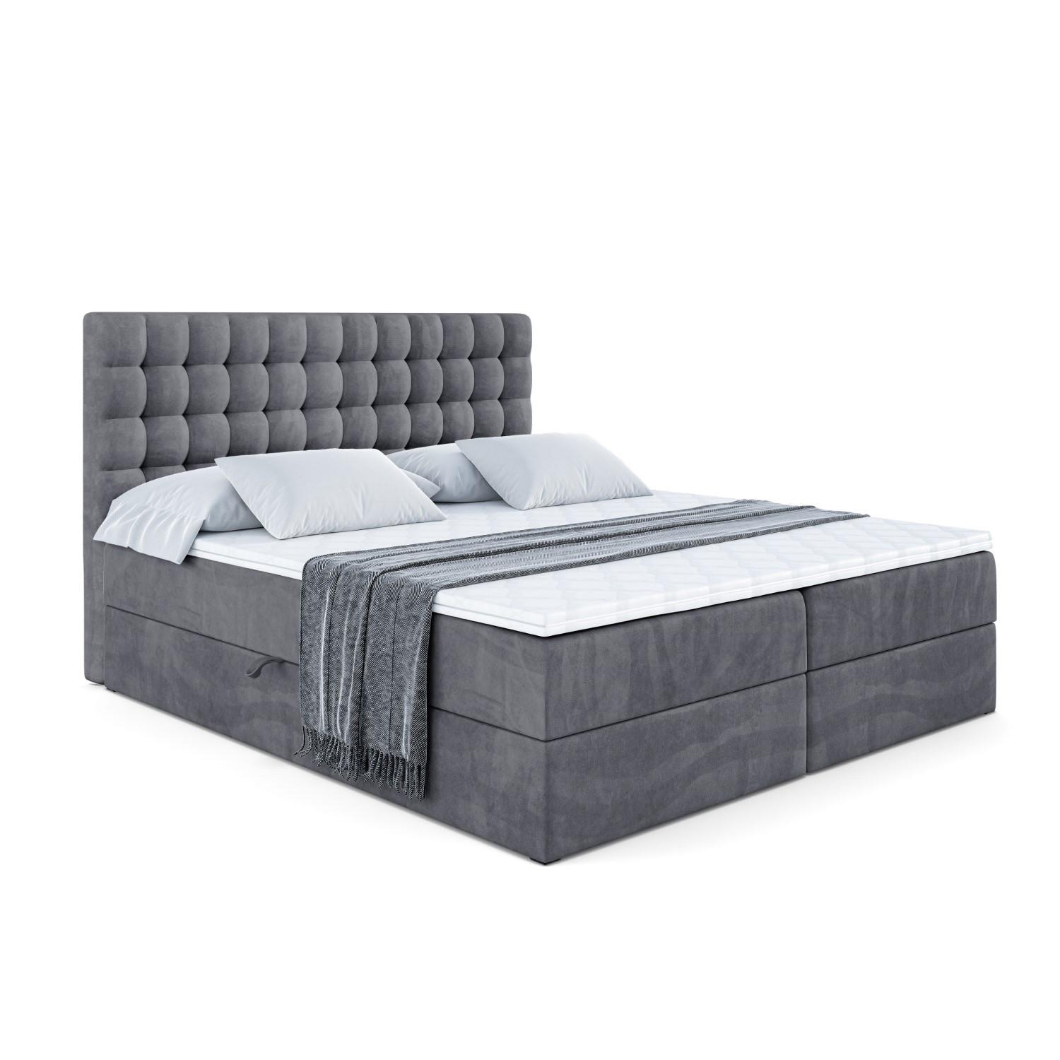 BOXBETT mit H4-Matratze und Lattenrost - VIONE - 140x200 Dunkelgrau - Dunkelgrau, Holzwerkstoff (140/200cm) - ALTDECOR