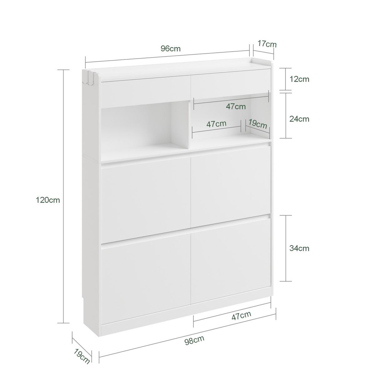 SCHUHSCHRANK mit Aufbewahrungsfächern FSR224-E-W - Ahornfarben, Holzwerkstoff/Fell (98/120/19cm) - SoBuy