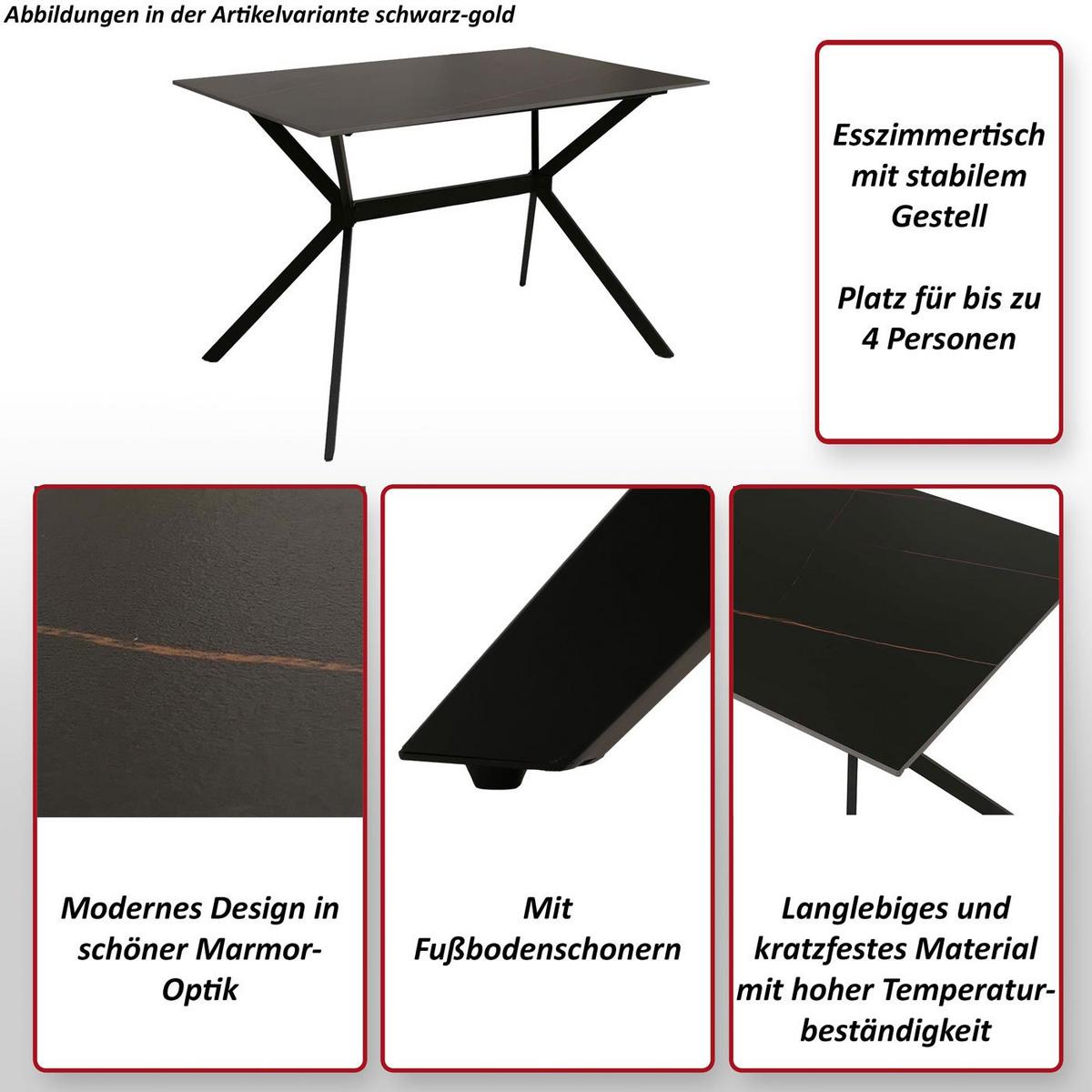 ESSZIMMERTISCH eckig Grau - Grau, Stein (70/120/76cm) - MCW