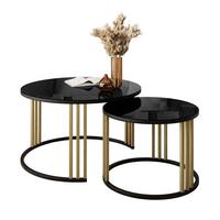 COUCHTISCH 2 in 1 LORI MIX GLASS - Goldfarben, Glas (70/70/47cm) - Lookway