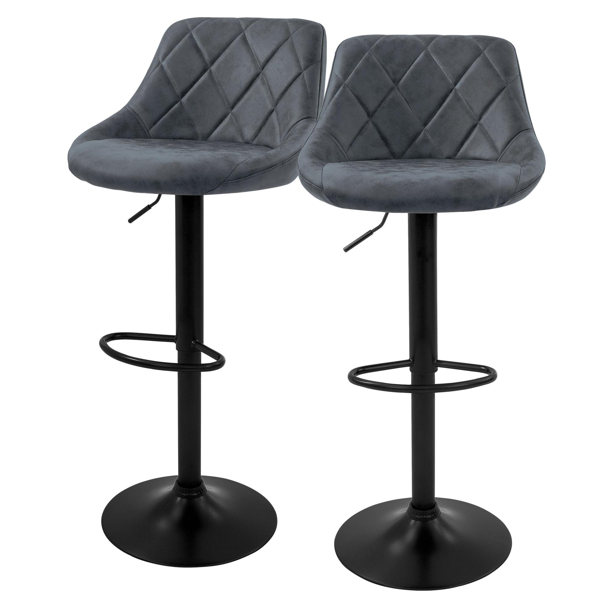 BARHOCKER 2er Set aus Kunstleder Anthrazit höhenverstellbar/drehbar - Anthrazit/Schwarz, Metall (37/106/47cm) - ML-DESIGN