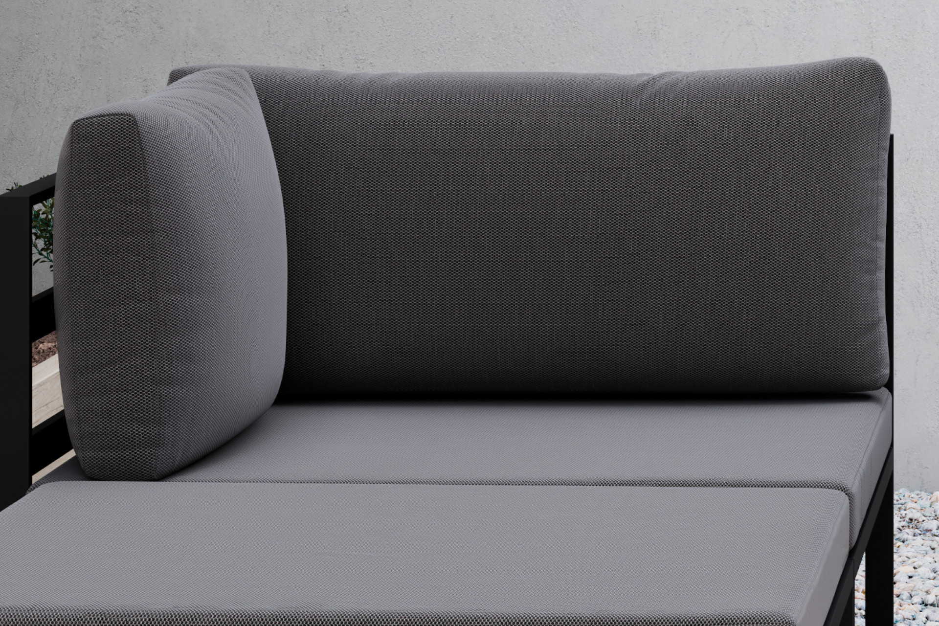 Loungegarnitur inkl. Sitz- und Rückenkissen dunkelgrau Webstoff Outdoorstoff Bezug abnehmbar 