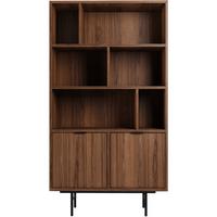 BÜCHERREGAL Evron mit 4 offene Regalböden, Walnuss - Walnussfarben/Schwarz, Holzwerkstoff/Metall (90/185/35cm) - Beautysofa