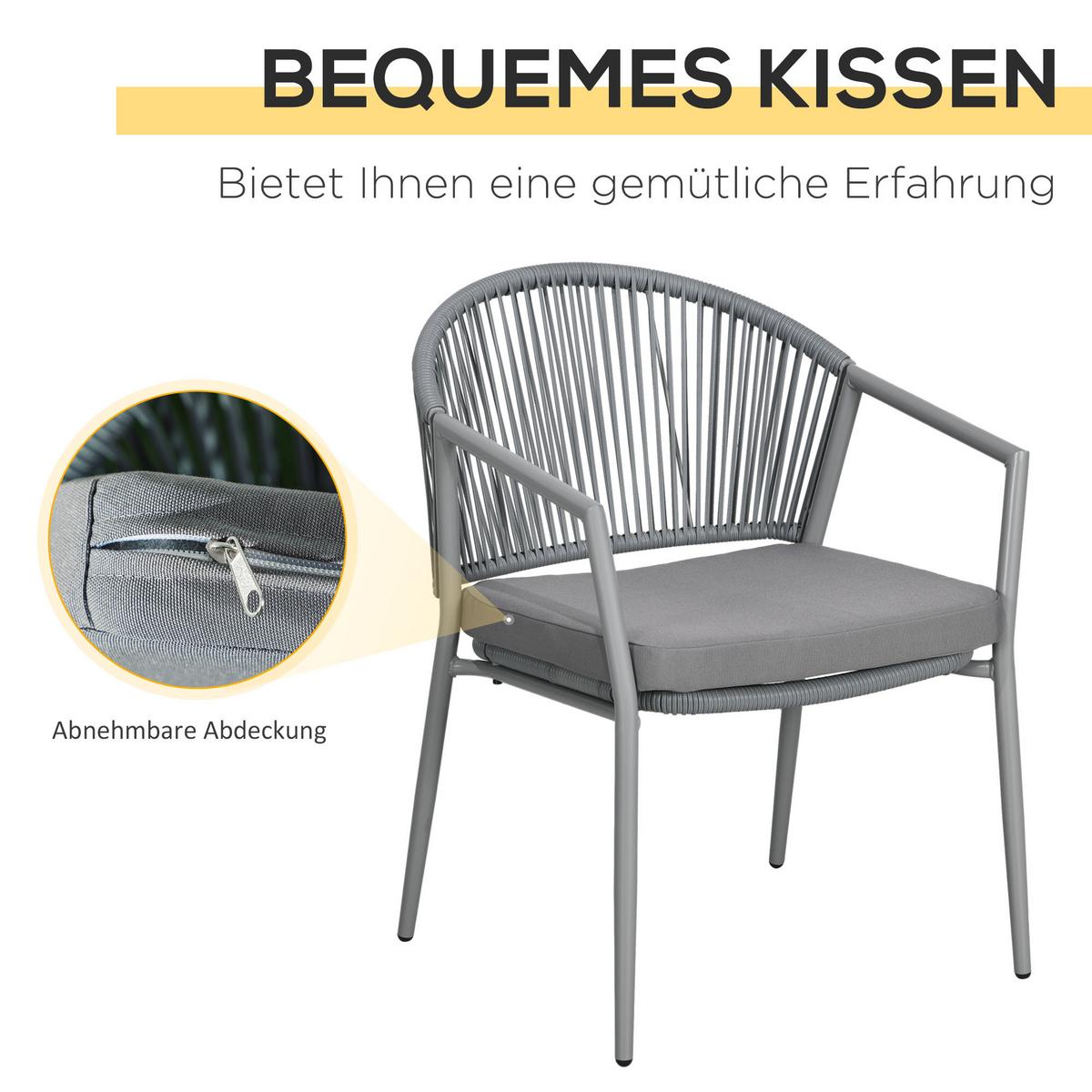 GARTENMÖBEL Set, Stahl, PE, Hellgrau - Hellgrau, Metall - Outsunny