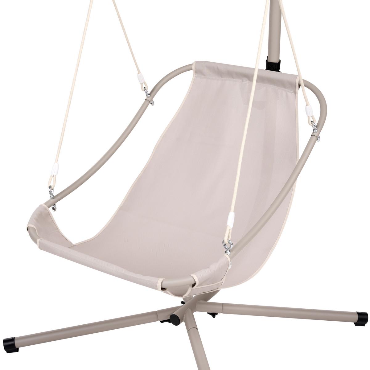 HÄNGESESSEL mit Gestell Metall Braun Alghero - Beige/Braun, Textil (109/195/101cm) - Beliani