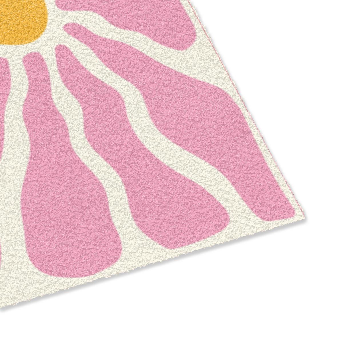 FUSSMATTE Blumen - Muster - Rosa - Beige - Orange Sauberlaufmatte 90x60 cm - Rosa, Kunststoff (90/0.4cm) - MuchoWow