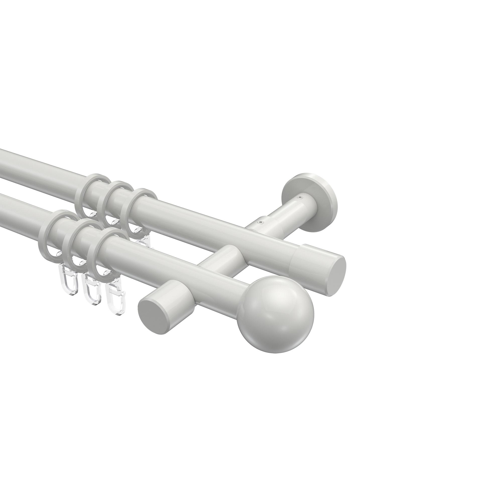 GARDINENSTANGE Prestige Luino 240 cm (geteilt in 2 x 120 cm), 2-läufig, 20 mm Ø Weiß - Weiß, Metall (240cm) - INTERDECO