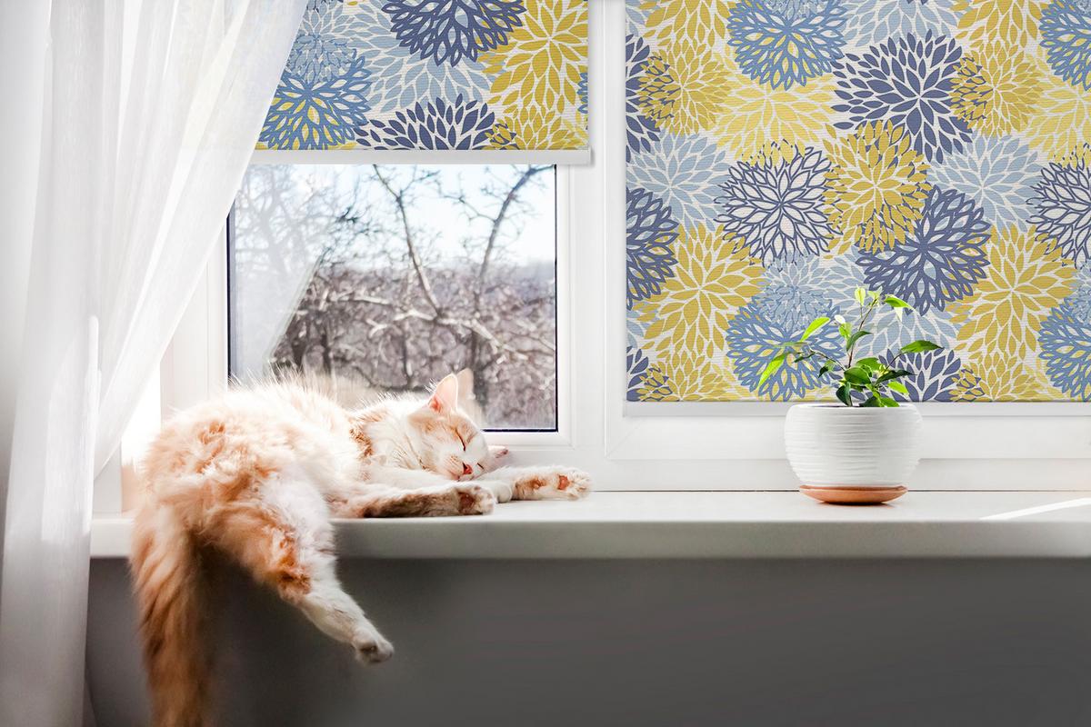 INNENROLLO - Fensterrollo - Rollo - 90x140 cm - Bemalte Pflanzen - Gelb, Kunststoff (90/140/0.5cm) - TULUP