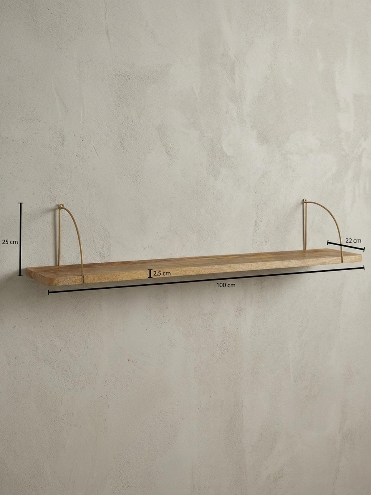 WANDREGAL TEVERE Mango Massivholz Eisen Industrial, Beige 100x22x25 cm - Beige, Holz/Metall (100/25/22cm) - KADIMA DESIGN