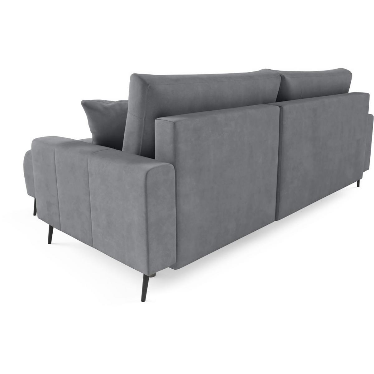 ECKSCHLAFSOFA Denver im Veloursstoff, Hellgrau - Hellgrau/Schwarz, Textil (232/148cm) - Beautysofa