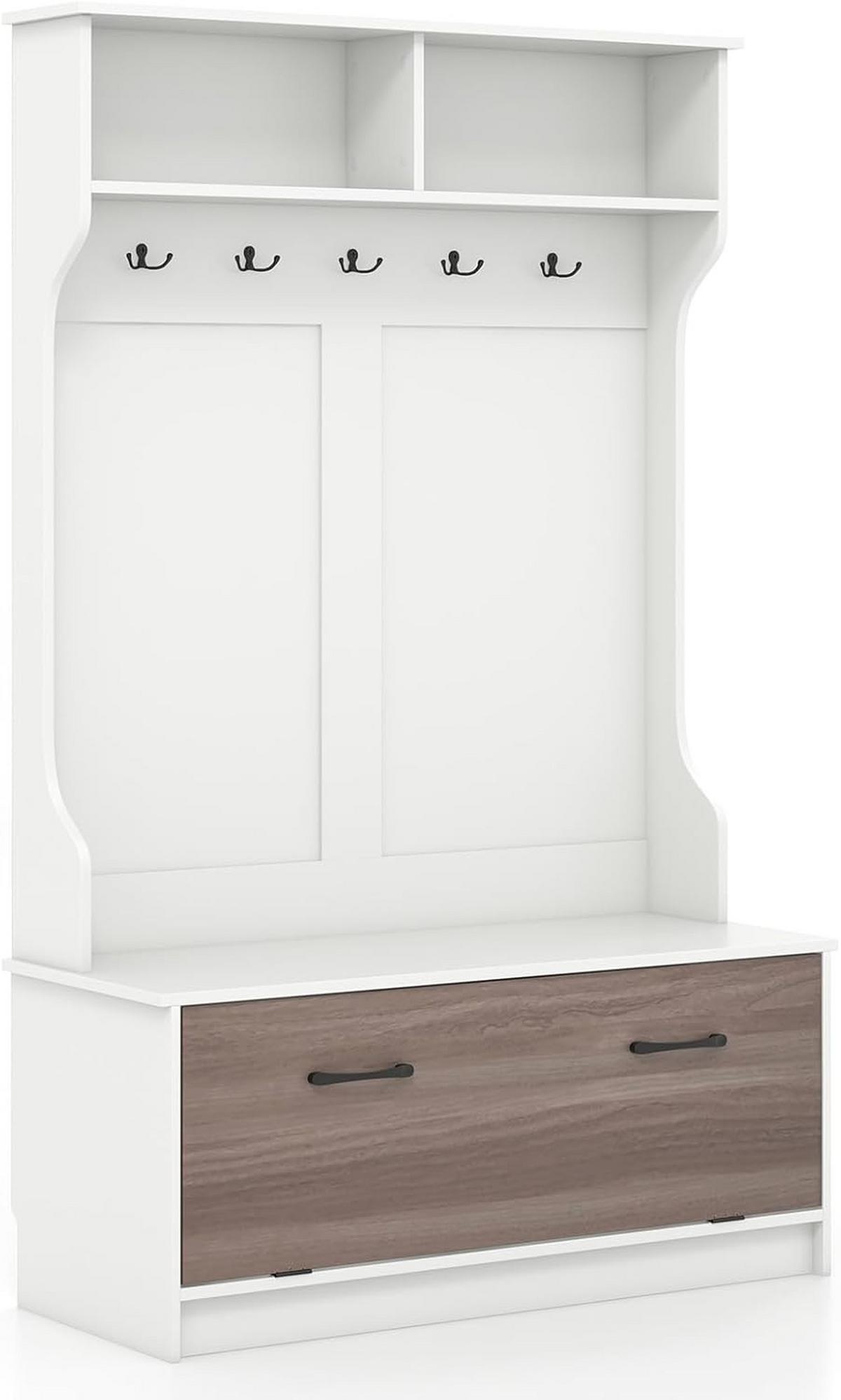GARDEROBENSTÄNDER 160cm Weiß - Weiß, Holz (100/160/40cm) - COSTWAY