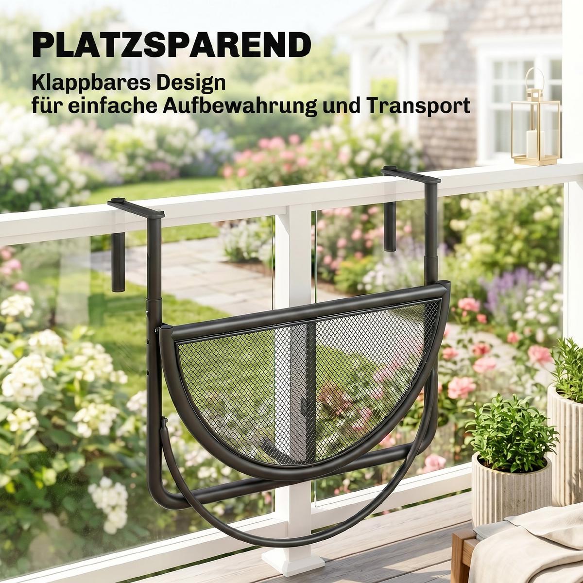 BALKONHÄNGETISCH, Schwarz, Metall - Schwarz, Metall (60/47/50cm) - Outsunny