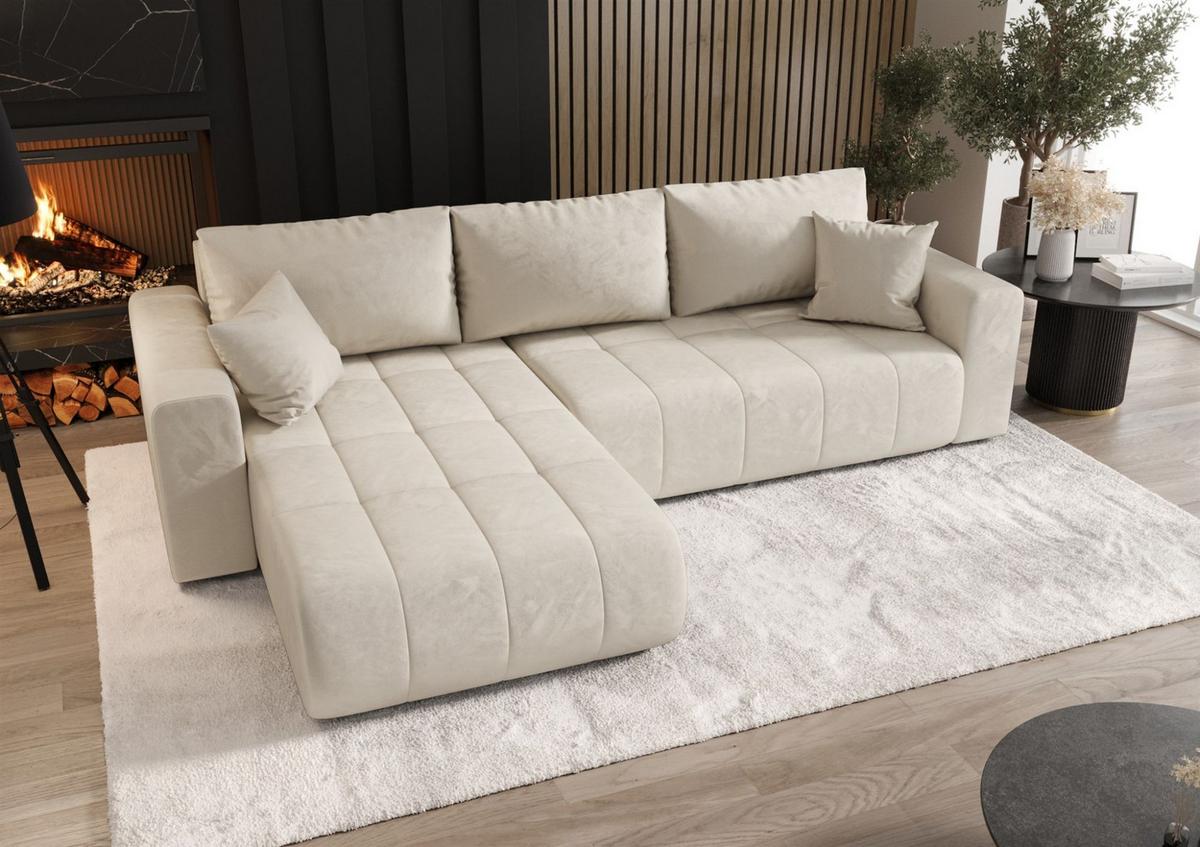 ECKSOFA Camila - Creme, Holzwerkstoff/Textil (280/185cm) - Fun Möbel