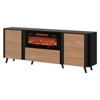 KOMMODE Volare 200 EF mit Kamin - Nussbaumfarben/Schwarz, Holzwerkstoff/Kunststoff (200/76/39cm) - MIRJAN24