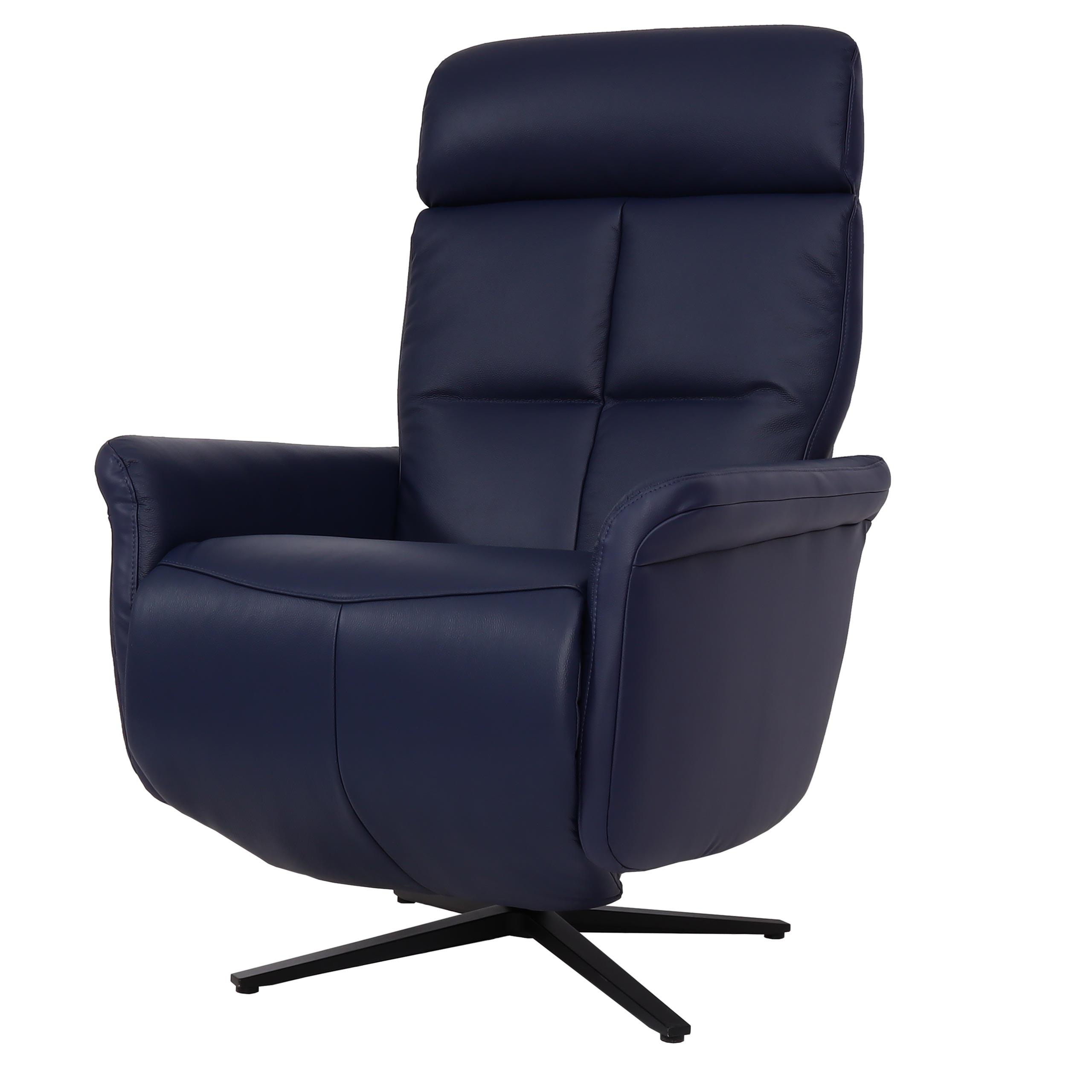 RELAXSESSEL Blau - Blau, Leder (76/110/153cm) - MCW
