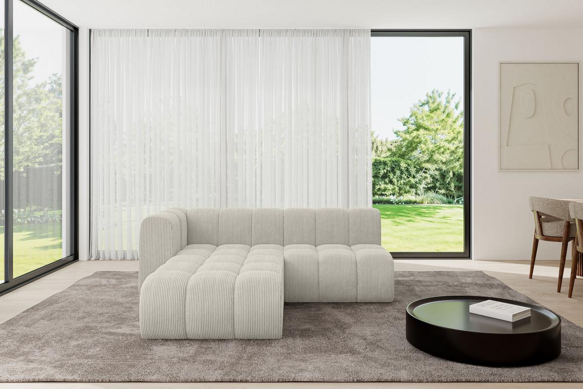 ECKSOFA modulares Sofa Darnel-L1 - 205x177x70 cm Creme - Hellgrau/Creme, Holzwerkstoff/Textil (205/177cm) - ALTDECOR
