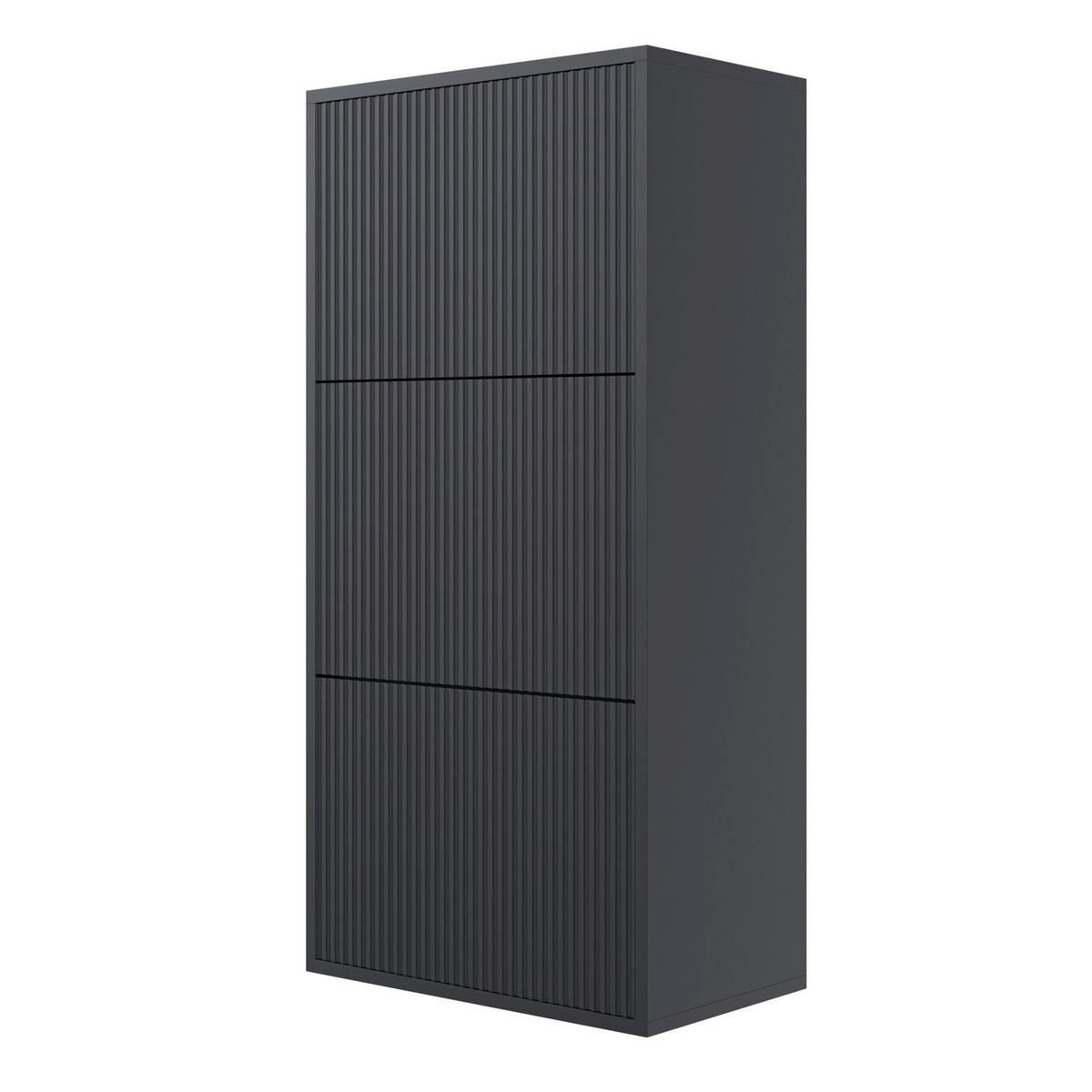 WAND-SCHUHSCHRANK Veldio mit 3 Klappen Schwarz 50 cm - Schwarz, Holzwerkstoff (50/103/30cm) - Selsey
