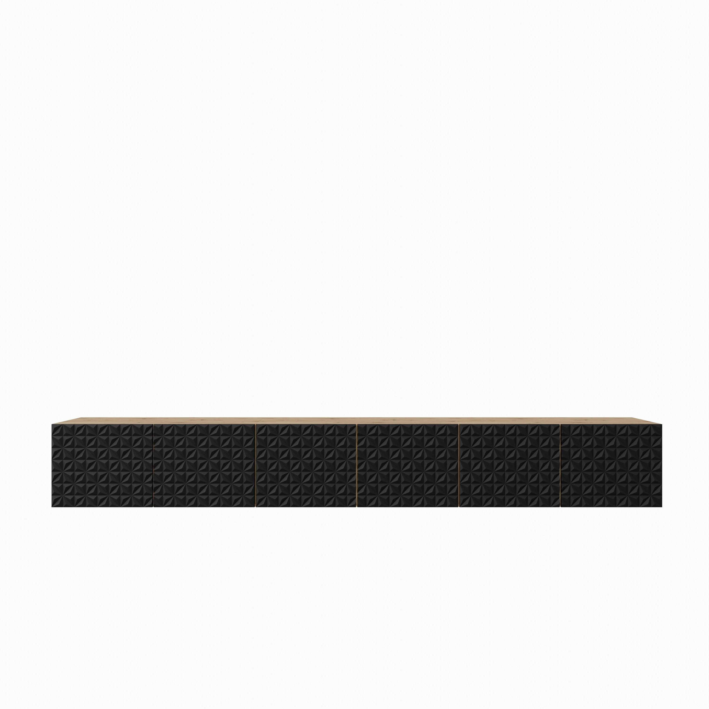 LOWBOARD ROVA 300/41/40 cm, Hängender TV-Schrank Eiche Artisan - Schwarz/Eiche Artisan, Holzwerkstoff (300/41/40cm) - MASSENO